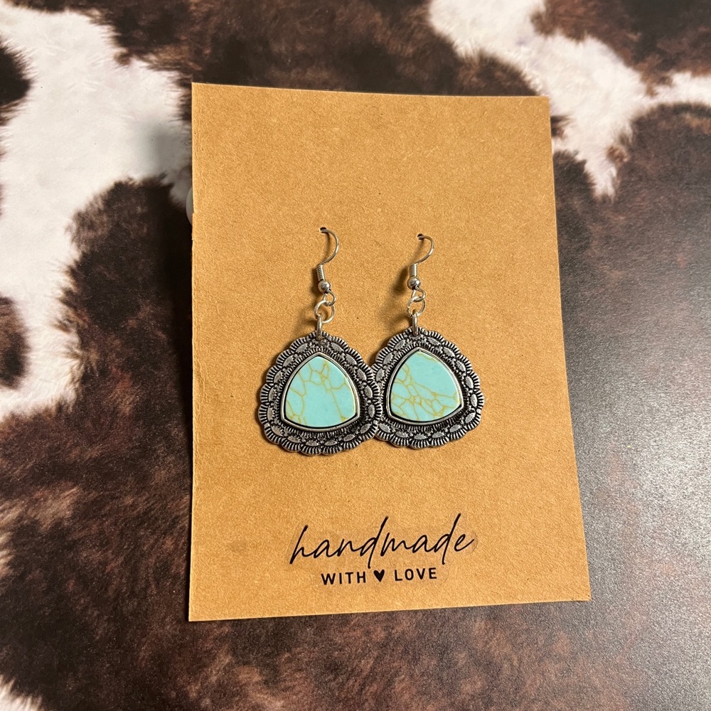 Handmade Turquoise and Silver Earrings